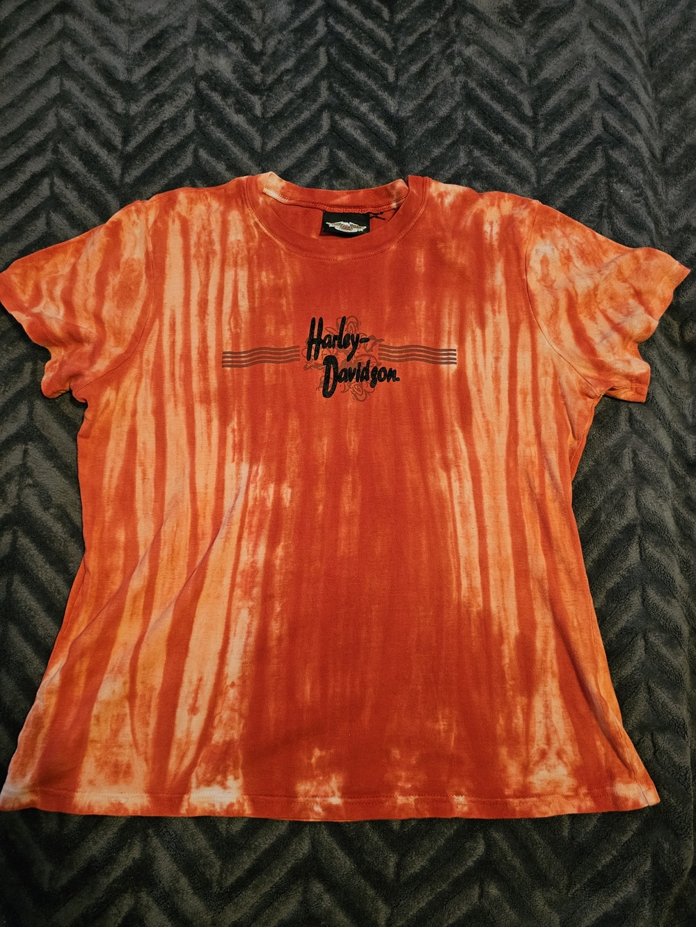 🏍️ Harley-Davidson Orange Tie-Dye T-Shirt